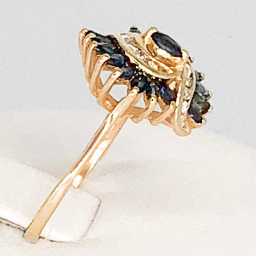 1980’s 14K Yellow Gold Sapphire Diamond Ring CR0046