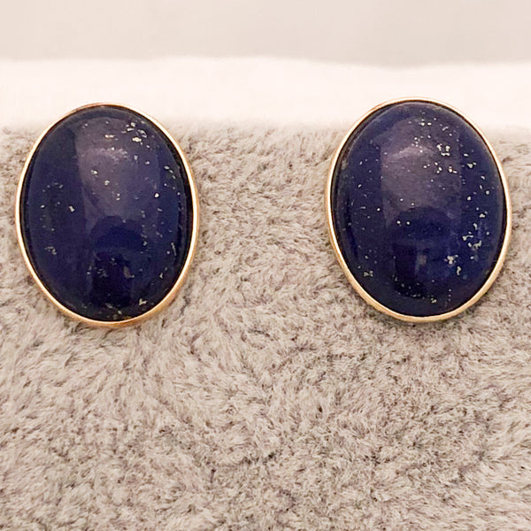 14K Yellow Gold Oval Lapis Stud Earrings   CE0111